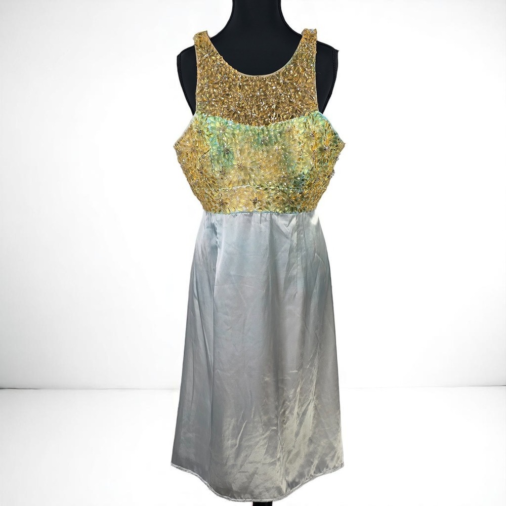Theia Beaded Dress Sleeveless Formal Gown Embellished Party Dress Woman 14 READ